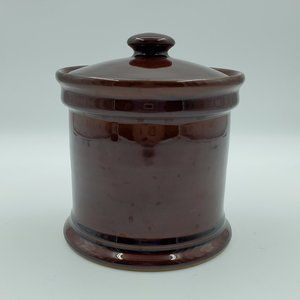 Rogers Pottery Brown Lidded Jar Brown Glaze Cookie Jar Canister Made in England